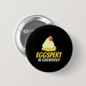 Ei expert in Cluckologie - Kippenboer Ronde Button 5,7 Cm (Voorkant /achterkant)