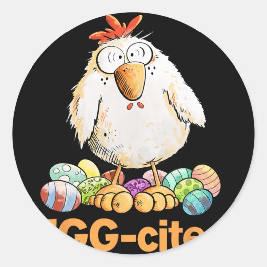 Ei-geniaal grappig Pasen kip ontwerp _1 Ronde Sticker (Voorkant)