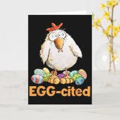 Ei-geniaal grappig Pasen kip ontwerp  Kaart (Gele Bloem)