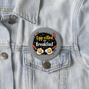 Ei-geniaal voor het ontbijt Grappige Foodie Pun De Ronde Button 7,6 Cm