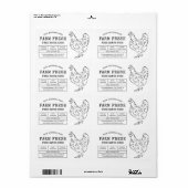 Ei Karton Label Rustiek Boerderij Kip Illustratie (Full Sheet)