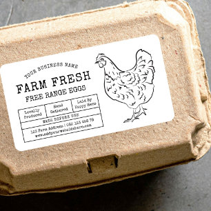 Ei Karton Label Rustiek Boerderij Kip Illustratie