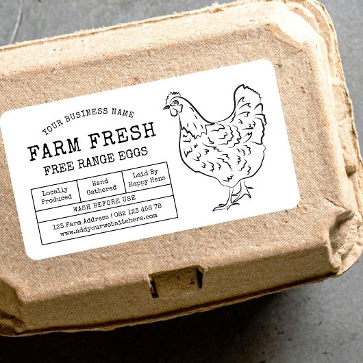 Ei Karton Label Rustiek Boerderij Kip Illustratie