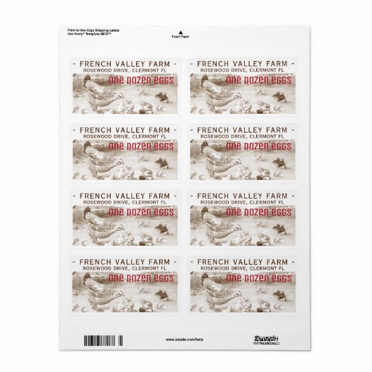Ei Karton Label Rustieke  Hen Eggs Boerderij (Full Sheet)