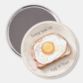 Ei met de dooier boven op toast magneet (Voorkant / Achterkant)