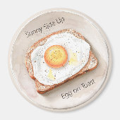 Ei met de dooier boven op toast magneet (Voorkant)