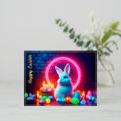 Ei paashaas mooie heidense elegante neon folie feestdagen briefkaart (Staand Voorkant)