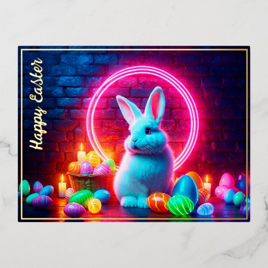 Ei paashaas mooie heidense elegante neon folie feestdagen briefkaart (Voorkant)
