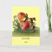 Ei & Paaskonijnen Kussen Feestdagen Kaart (Achterkant)