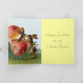 Ei & Paaskonijnen Kussen Feestdagen Kaart (Binnen)