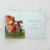  Ei & Paaskonijnen Kussen Feestdagen Kaart (Binnen)