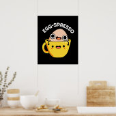 Ei-spresso Grappig Ei Koffie Pun Donker BG Poster (Keuken)