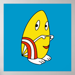 Ei-vormige kawaii leuke cartoon karakter posters