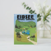 Eibsee Duitsland reisposter. Briefkaart (Staand voorkant)