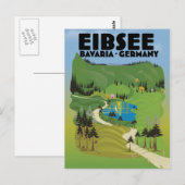 Eibsee Duitsland reisposter. Briefkaart (Voorkant / Achterkant)