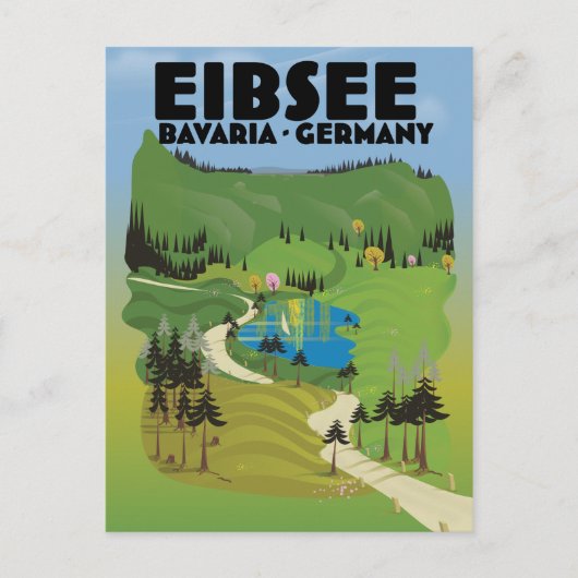 Eibsee Duitsland reisposter. Briefkaart (Voorkant)