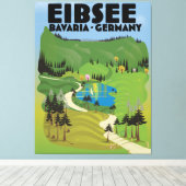 Eibsee Duitsland reisposter. Canvas Afdruk (Insitu (Houten vloer))