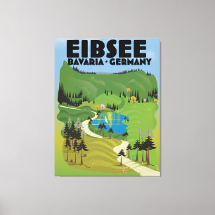 Eibsee Duitsland reisposter. Canvas Afdruk