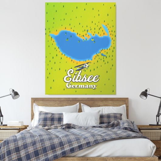 Eibsee Duitsland reisposter. Canvas Afdruk (Insitu (Slaapkamer))