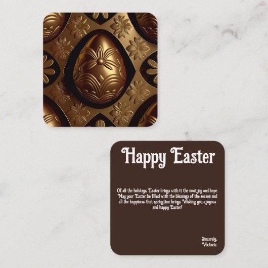 Eicel van goudchocolade, wenskaart voor de smaak notitiekaartje (Voorkant / Achterkant)