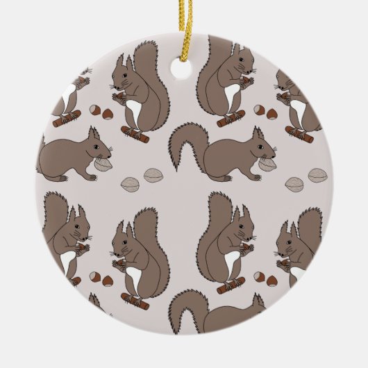 Eichhörnchen Desgin dunkel Keramisch Ornament (Voorkant)