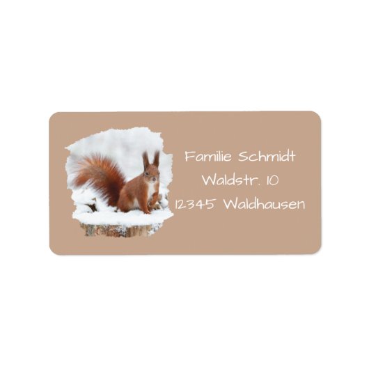 Eichhörnchen im Schnee - braun | Etiket (Voorkant)