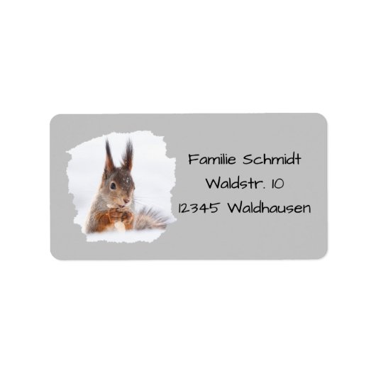 Eichhörnchen im Schnee - grau | Etiket (Voorkant)