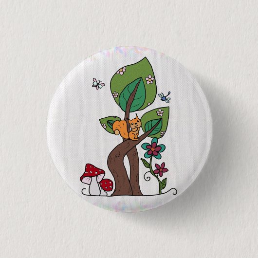Eichhörnchen in Baum Ronde Button 3,2 Cm (Voorkant)