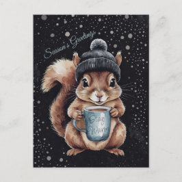 Eichhörnchen mit Tasse und Schnee „Stay Warm“  Briefkaart