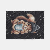 Eichhörnchen mit Tasse und Schnee „Stay Warm“ Fleece Deken (Voorkant (Horizontaal))