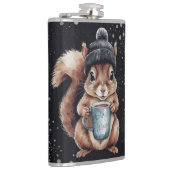 Eichhörnchen mit Tasse und Schnee „Stay Warm“ Heupfles (Rechts)
