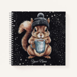 Eichhörnchen mit Tasse und Schnee „Stay Warm“ Notitieboek