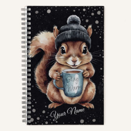 Eichhörnchen mit Tasse und Schnee „Stay Warm“ Notitieboek