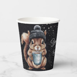 Eichhörnchen mit Tasse und Schnee „Stay Warm“ Papieren Bekers