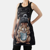 Eichhörnchen mit Tasse und Schnee „Stay Warm“ Schort (Insitu)