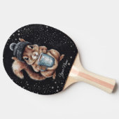 Eichhörnchen mit Tasse und Schnee „Stay Warm“ Tafeltennisbatje (Zijkant)