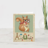 Eichhörnchen und Eule Feestdagen Kaart (Voorkant)
