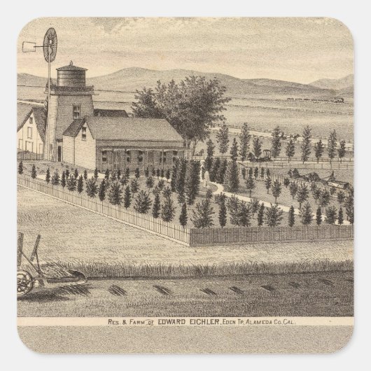 Eichler, woonwijken Meyer Vierkante Sticker (Voorkant)