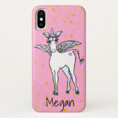 Eicorn met gouden mousserende sterren Case-Mate iPhone case (Achterkant)