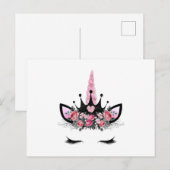 Eicornewimpers, Waterverf bloem, glitterhoorn Briefkaart (Voorkant / Achterkant)