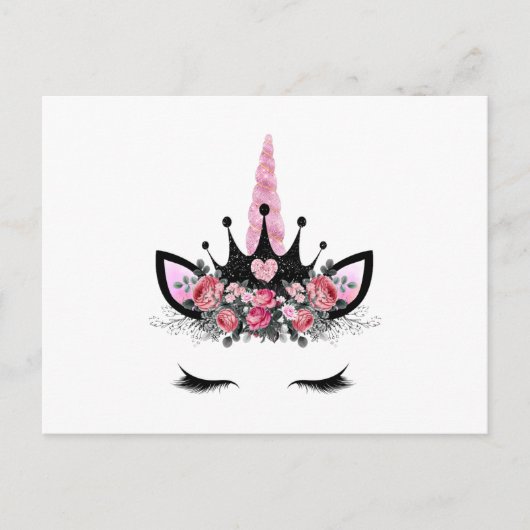 Eicornewimpers, Waterverf bloem, glitterhoorn Briefkaart (Voorkant)