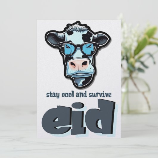 Eid Adha Grappige Meme- Geit in vakantiemodus Feestdagenkaart (Staand voorkant)