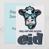 Eid Adha Grappige Meme- Geit in vakantiemodus Feestdagenkaart (Voorkant / Achterkant)