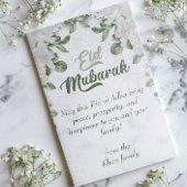 Eid Adha Mubarak Grijs en Groen Bloemen Islamitisc Feestdagenkaart