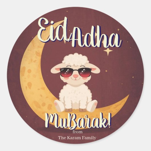 Eid Al Adha aangepaste naam Ronde Sticker (Voorkant)
