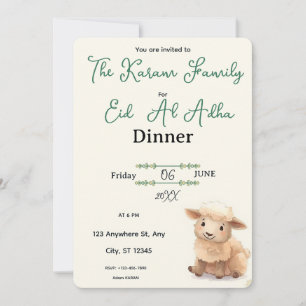 Eid Al Adha Beige Cute Schaap Feest Kaart
