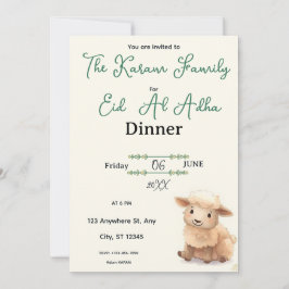 Eid Al Adha Beige Cute Sheep Dinner Kaart