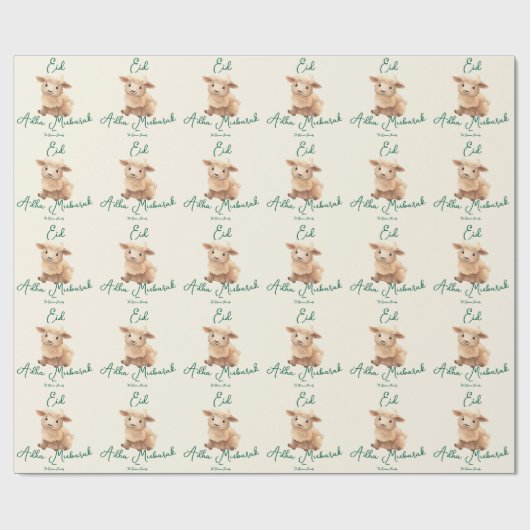 Eid Al Adha Beige Schattig Schaap Diner Cadeaupapier (Vlak)