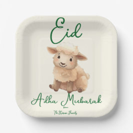 Eid Al Adha Beige Schattig Schaap Diner Papieren Bordje