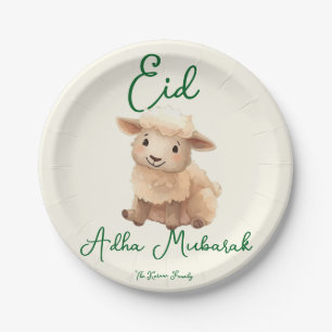 Eid Al Adha Beige Schattig Schaap Diner Papieren Bordje
